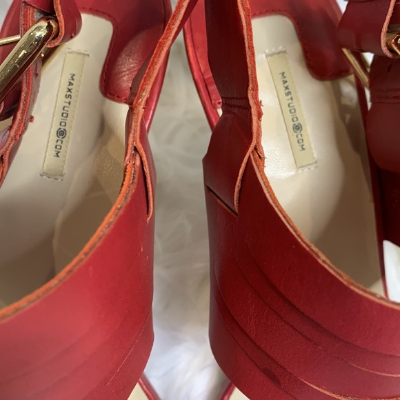 🆕NWOB MaxStudio Red Leather Strappy Heels, 6M - Picture 3 of 11